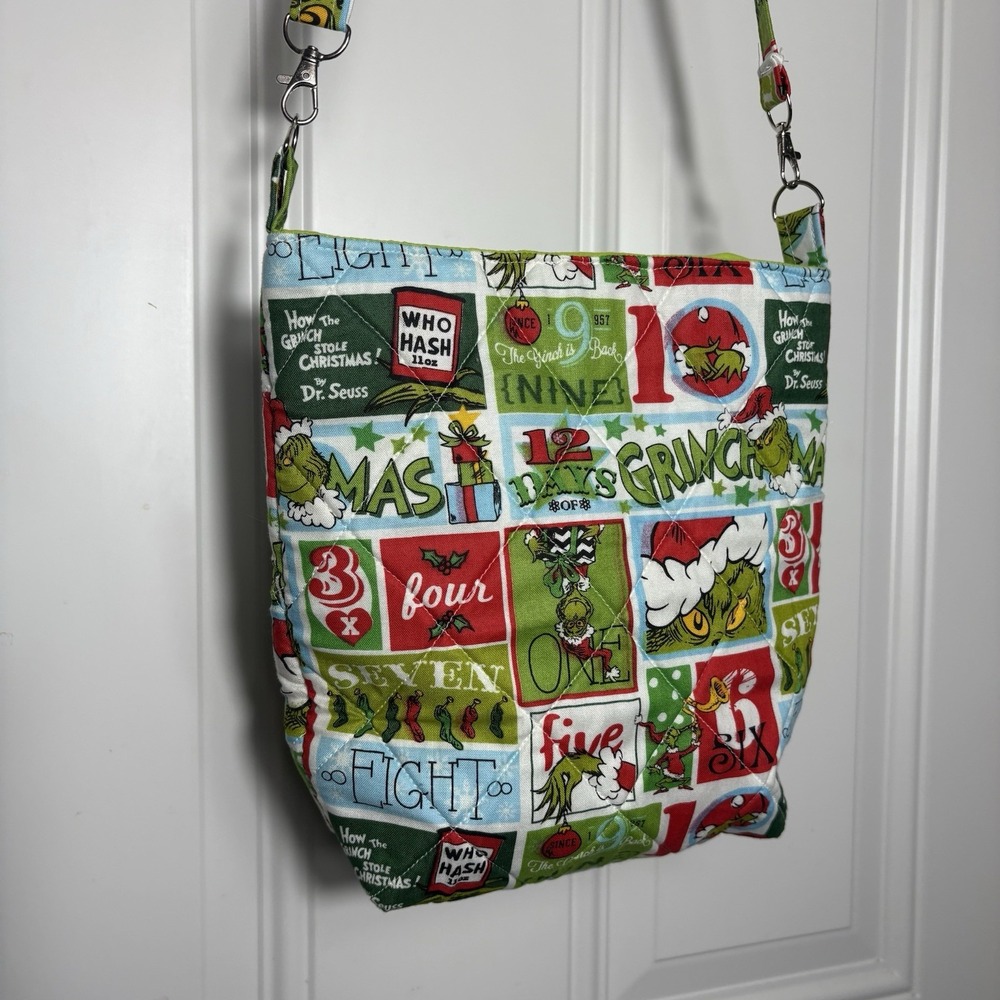 Grinch Quilted Crossbody Bag Handmade Christmas Bag Festive & Fun